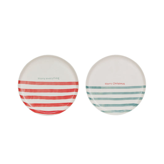 Ceramic Red and Green Appetizer Plates